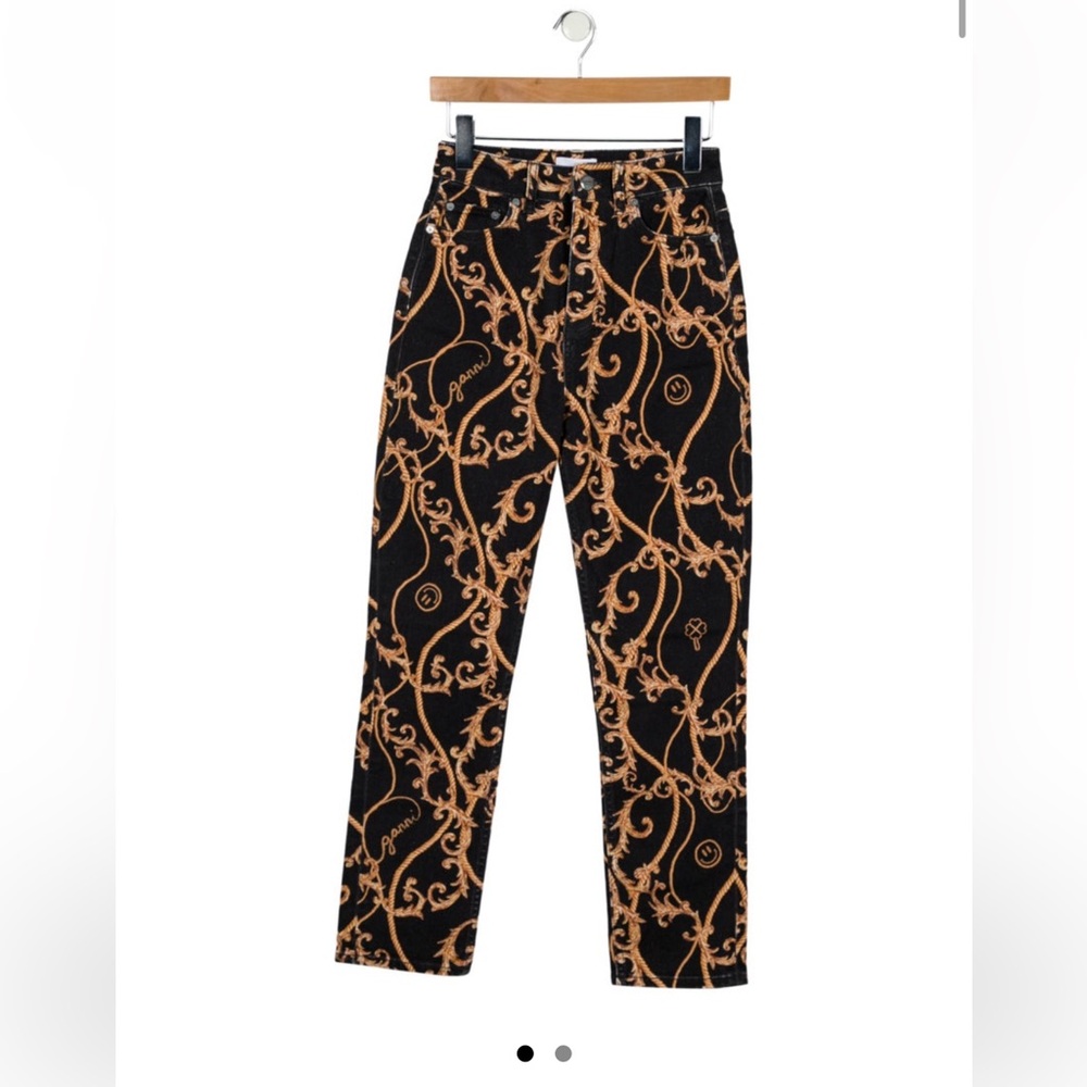 Ganni straight leg jeans - Black & gold - size 25